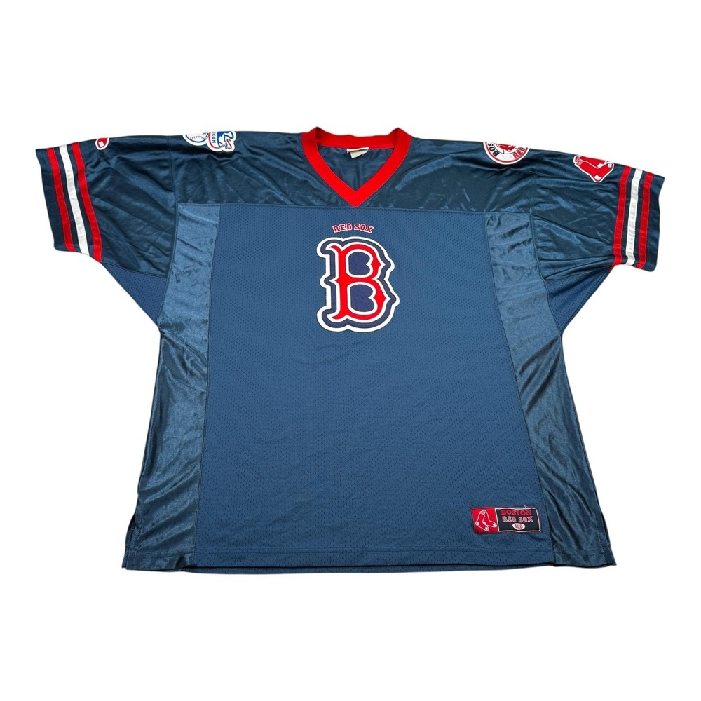 Boston Red Sox Jersey Mens 4XL Blue MLB Baseball Lee Sport V-Neck Pullover Mesh